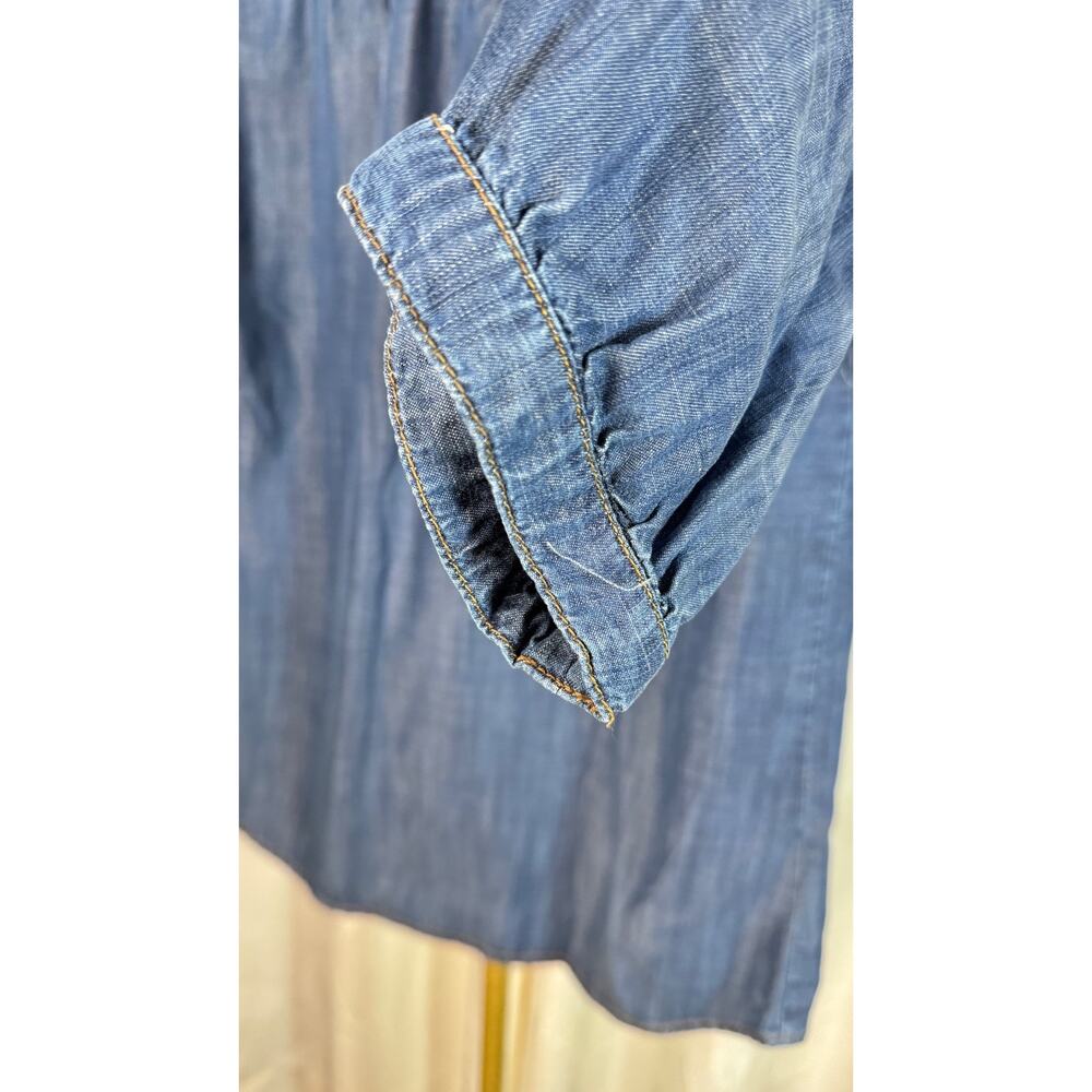 Anthropologie Elevenses 3/4 Sleeve Tencel Split Neck Mock Collar Top, Size S - Picture 5 of 6